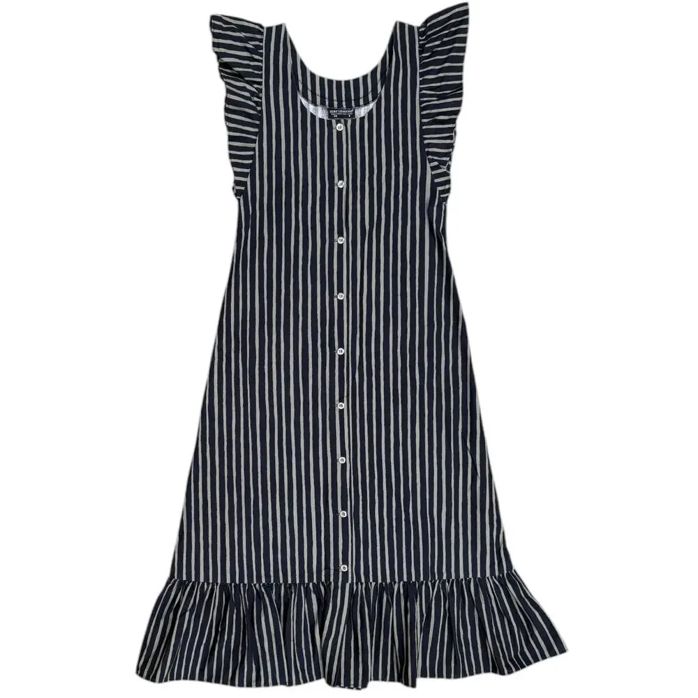 Vintage Marimekko Striped Pinafore Apron Reversible Maxi Dress - Picture 2 of 9